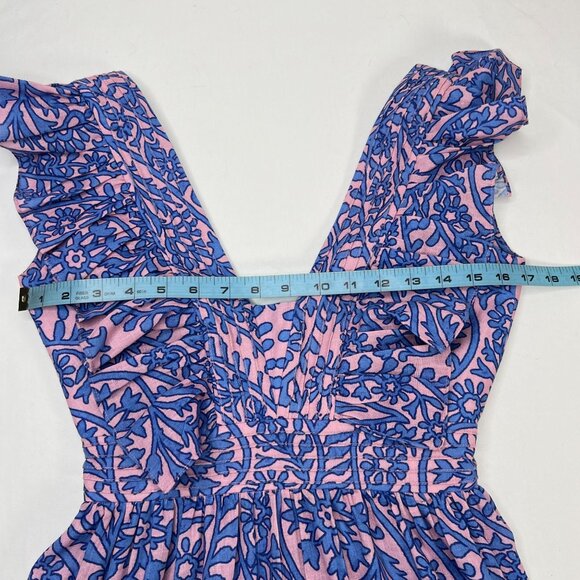 KLEID Victoria Mini Dress Ruffle Pink Blue Paisley Summer Party Fit and Flare XS - Picture 5 of 9